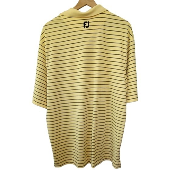 FootJoy Men's Yellow & Navy Stripe Polo Shirt Size Large - Picture 2 of 6